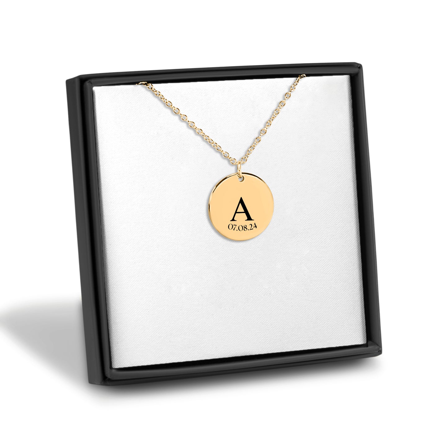 Initial Date Disc Necklace