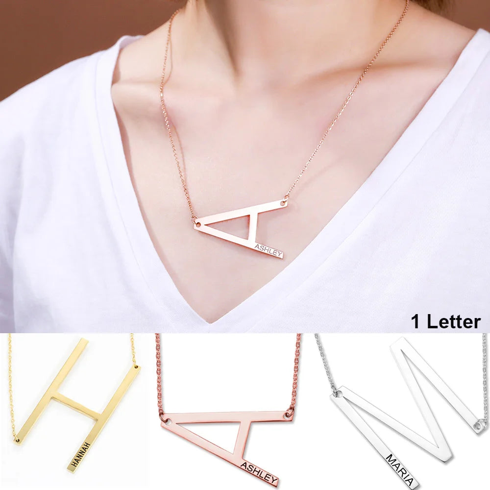 Custom-made Sideways Initial Necklace