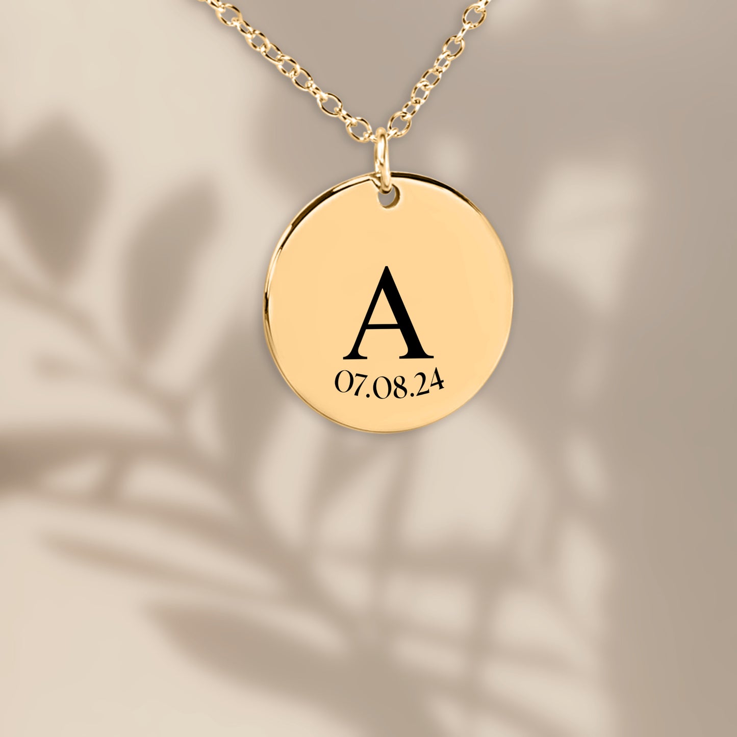 Initial Date Disc Necklace