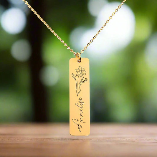 Name & Birthflower Necklace