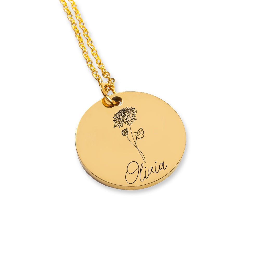 Name & Birth Flower Necklace